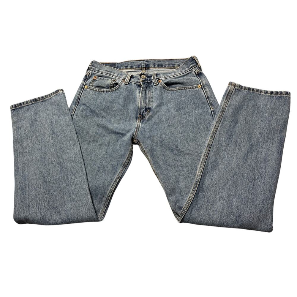 Levi's 505 Straight Jeans Men's 31x32 Blue 5 Pocket Denim Medium Wash Button - Picture 5 of 13